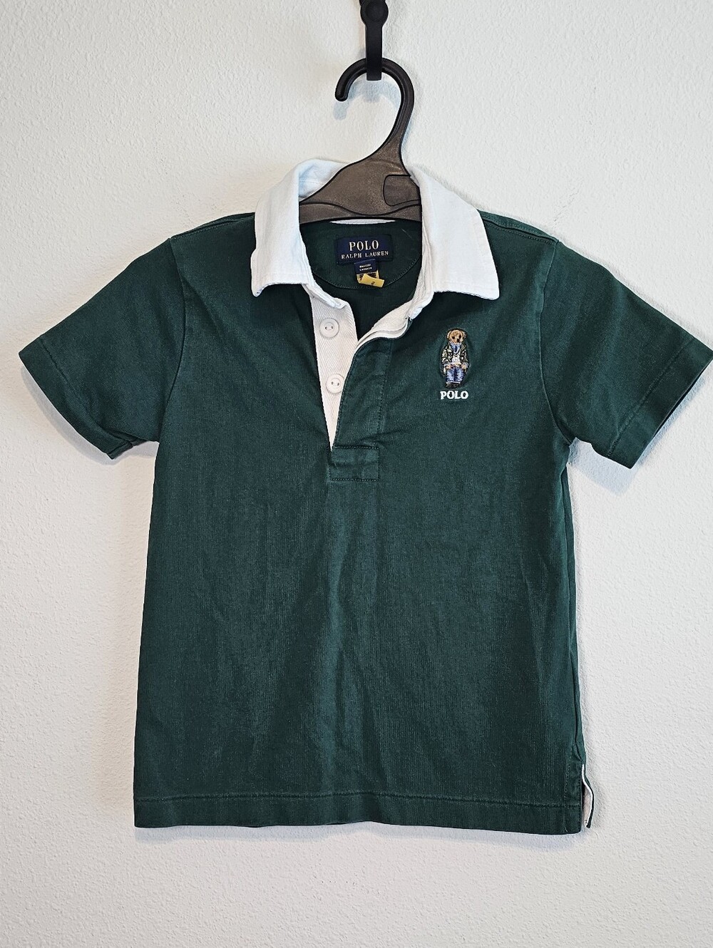 Polo Ralph Lauren Kids Bear Cotton Rugby Polo Shirt Forest Green Size 4
